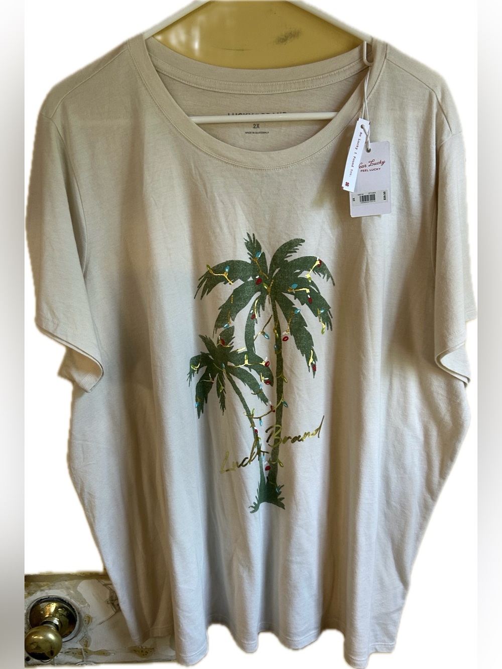 Lucky Brand women’s size 2x Christmas Palm Tree T-shirt NWT